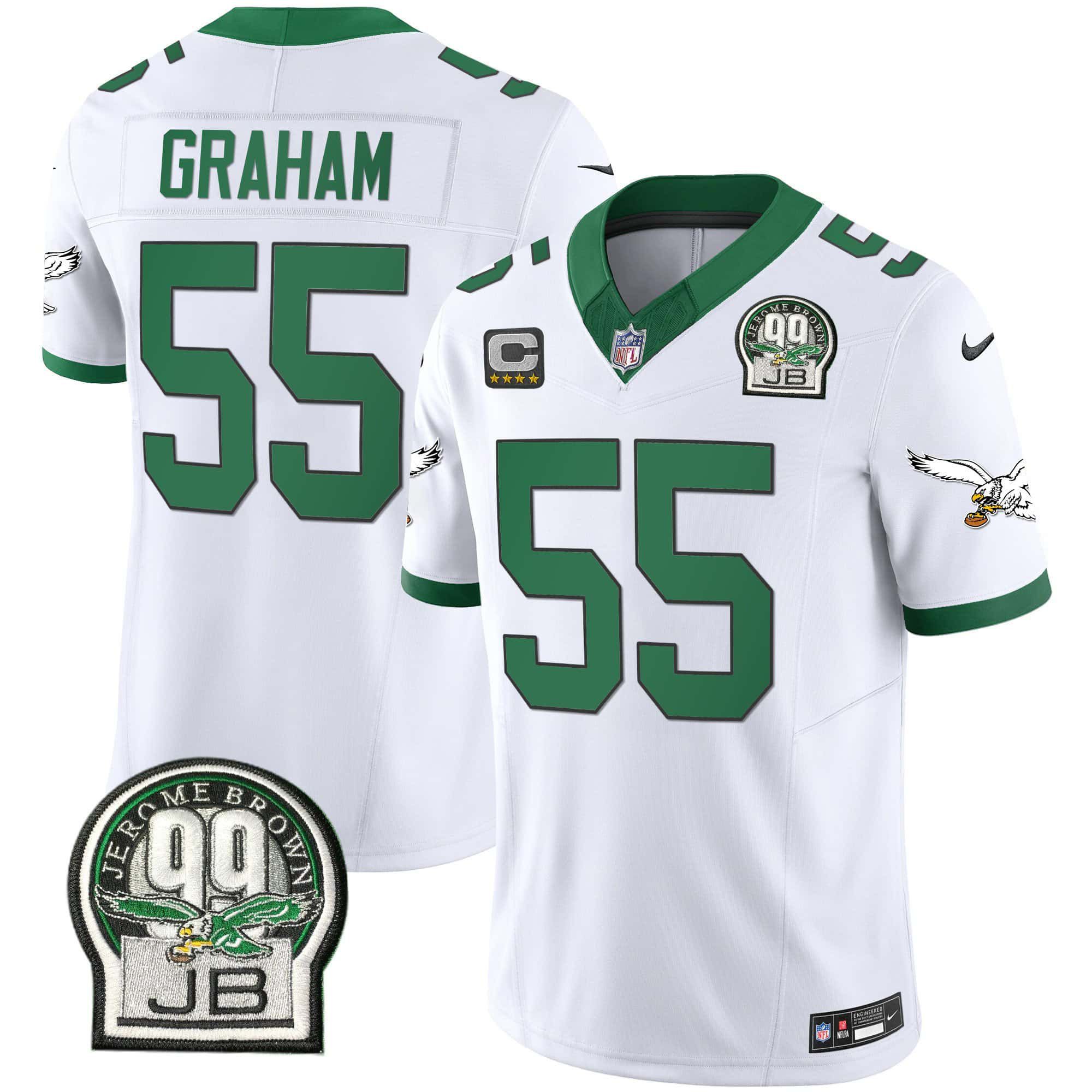 Men Philadelphia Eagles #55 Graham White 2024 Nike Jerome Brown Patch Alternate Limited NFL Jersey
